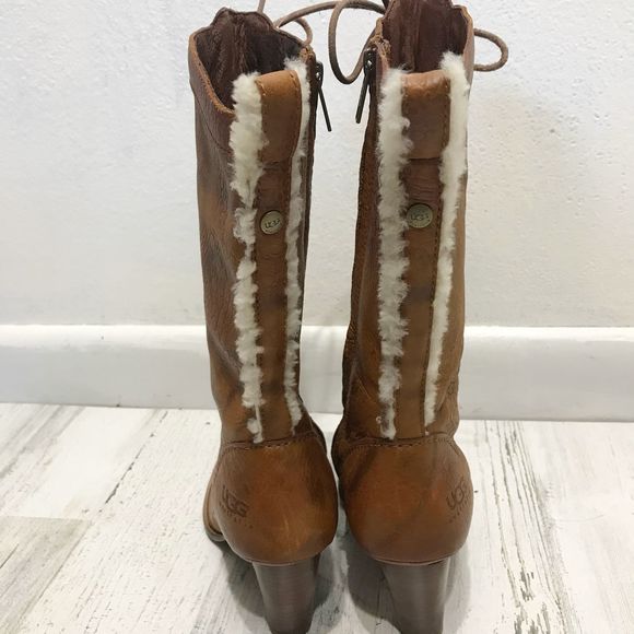 Ugg Camille Lace Up Heel Boot with Fur Detail - Picture 8 of 11